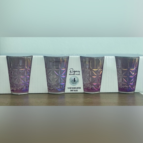 Circleware Regency Radiance Pearl 1.6oz Clear Luster Shot Glass S/4 Pink NEW - Picture 1 of 6